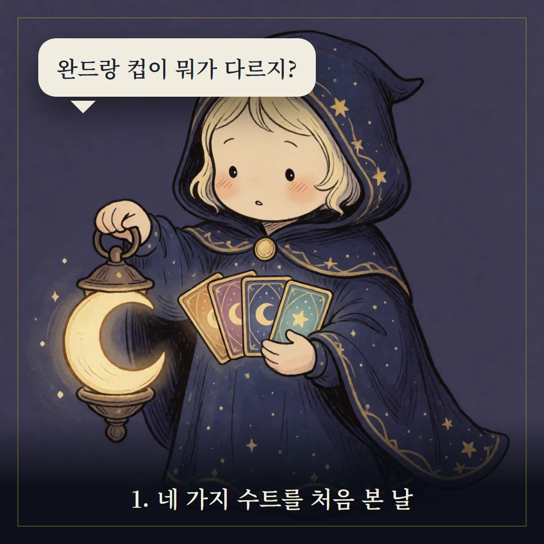 타로 4원소(불·물·공기·흙) 의미와 상징 웹툰 1컷
