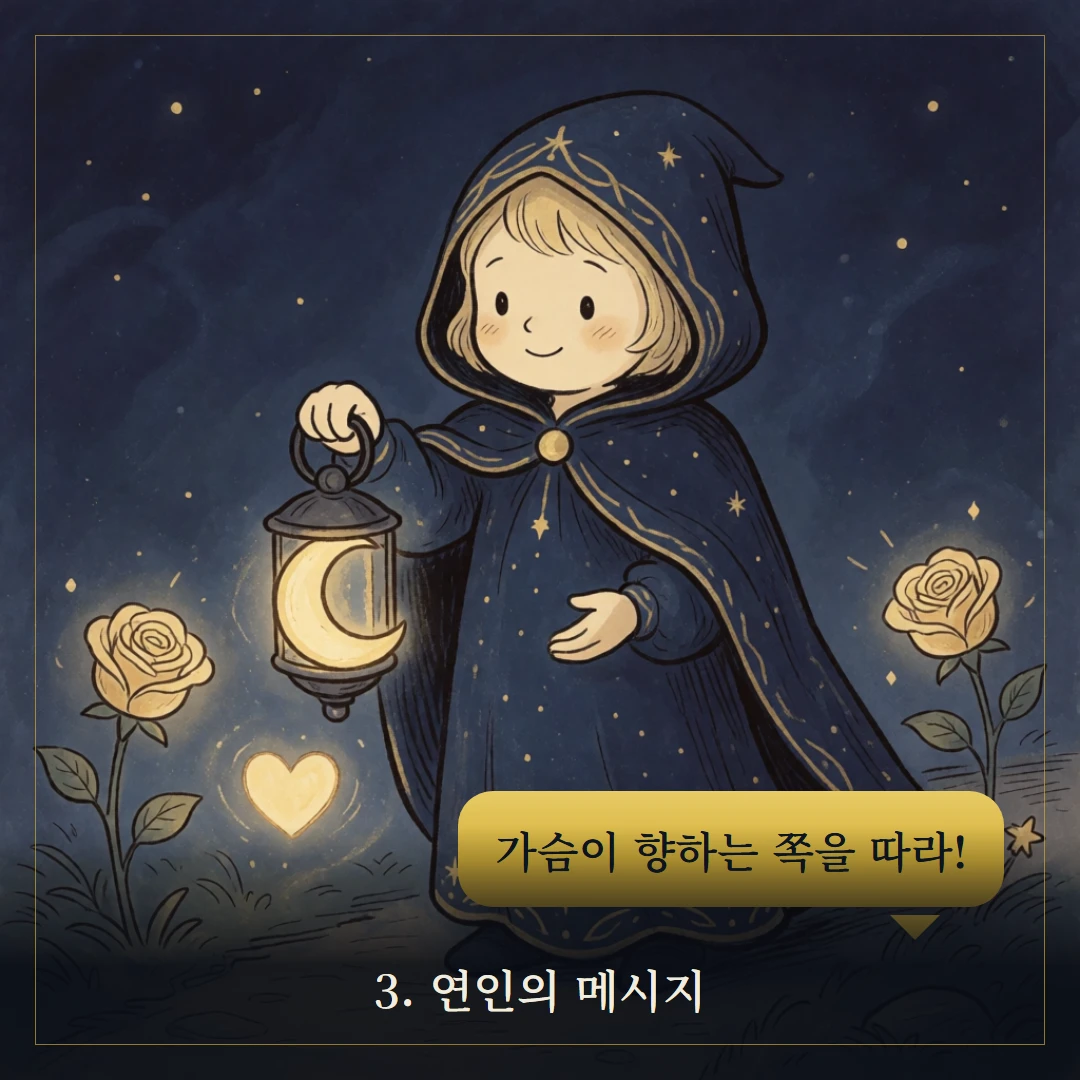 연인(The Lovers) 웹툰 3컷 — 카드의 메시지
