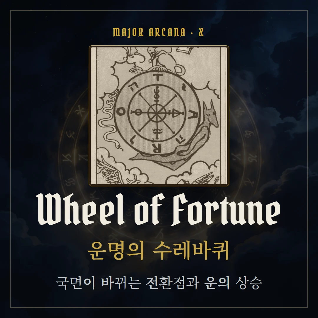 운명의 수레바퀴(Wheel of Fortune) 카드 요약 표지
