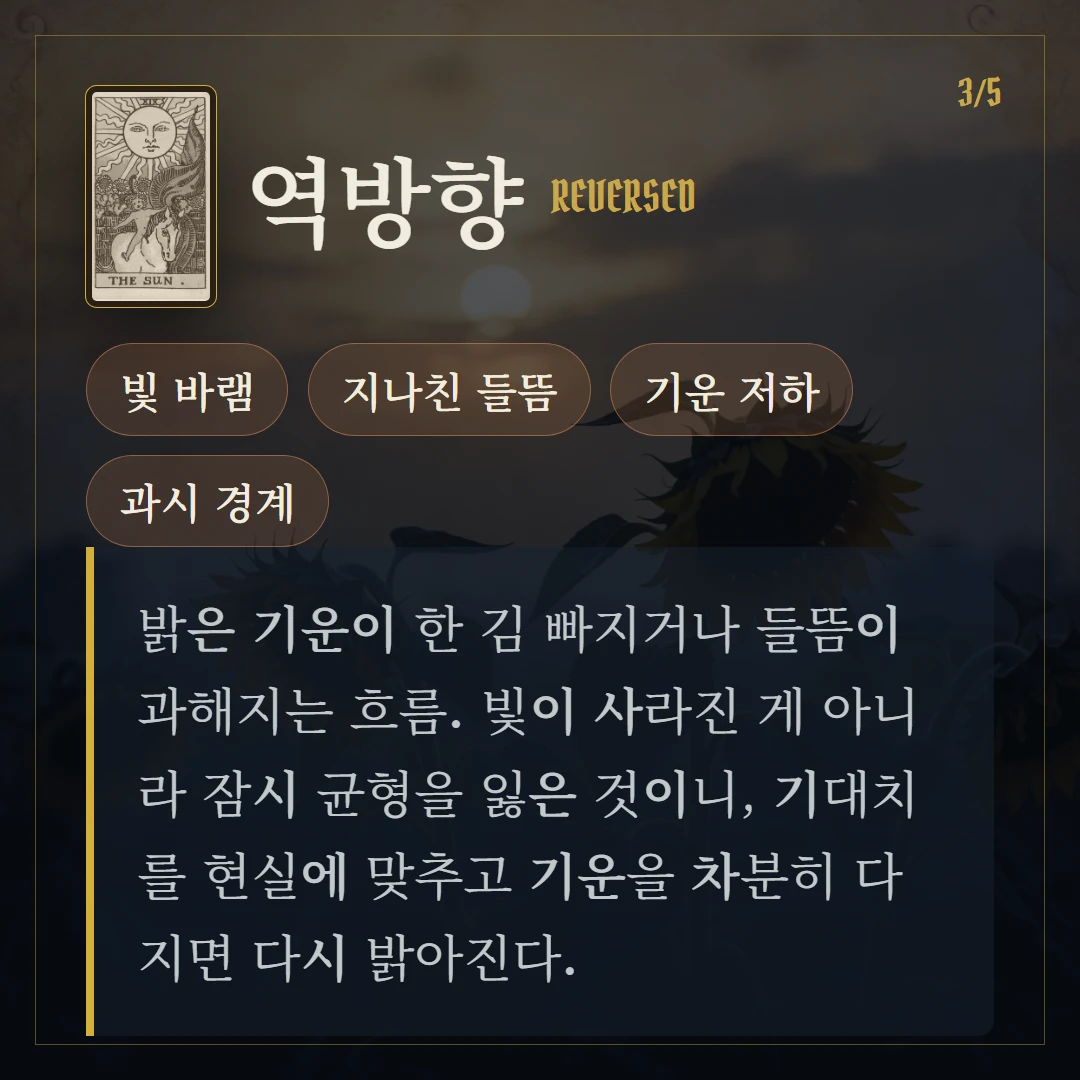 태양(The Sun) 역방향 키워드와 의미