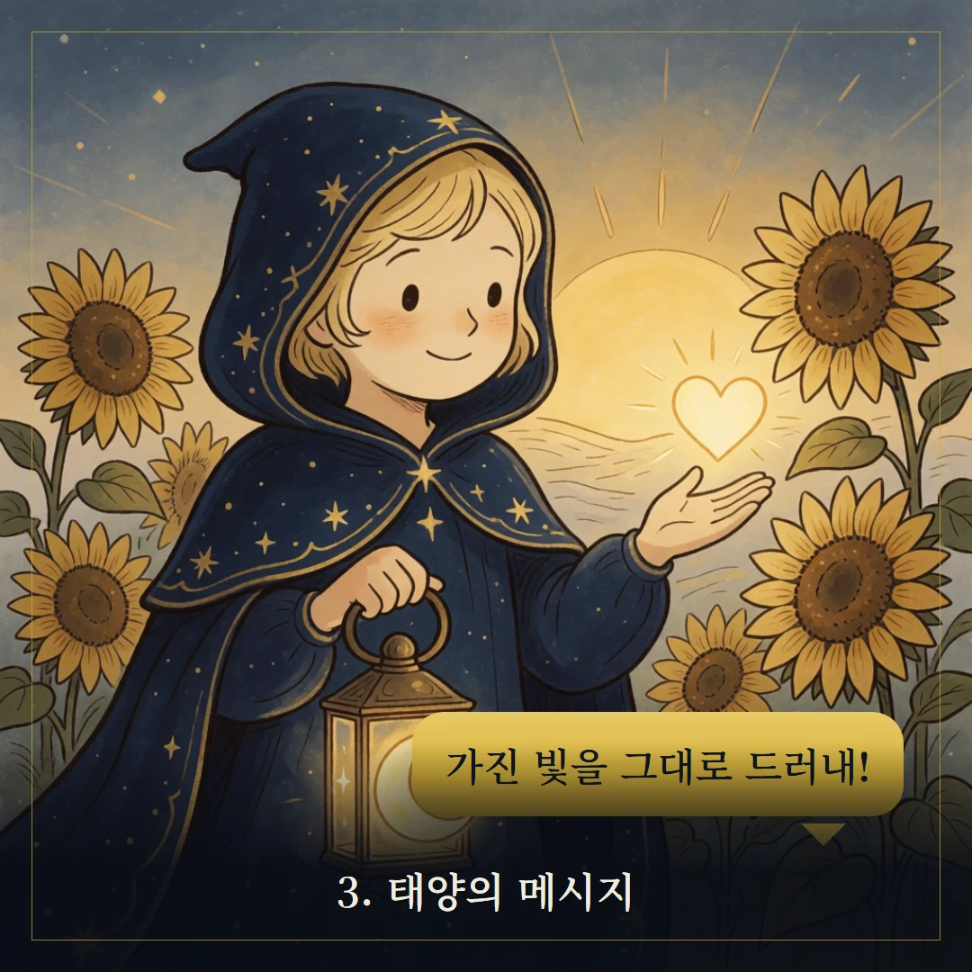 태양(The Sun) 웹툰 3컷 — 카드의 메시지