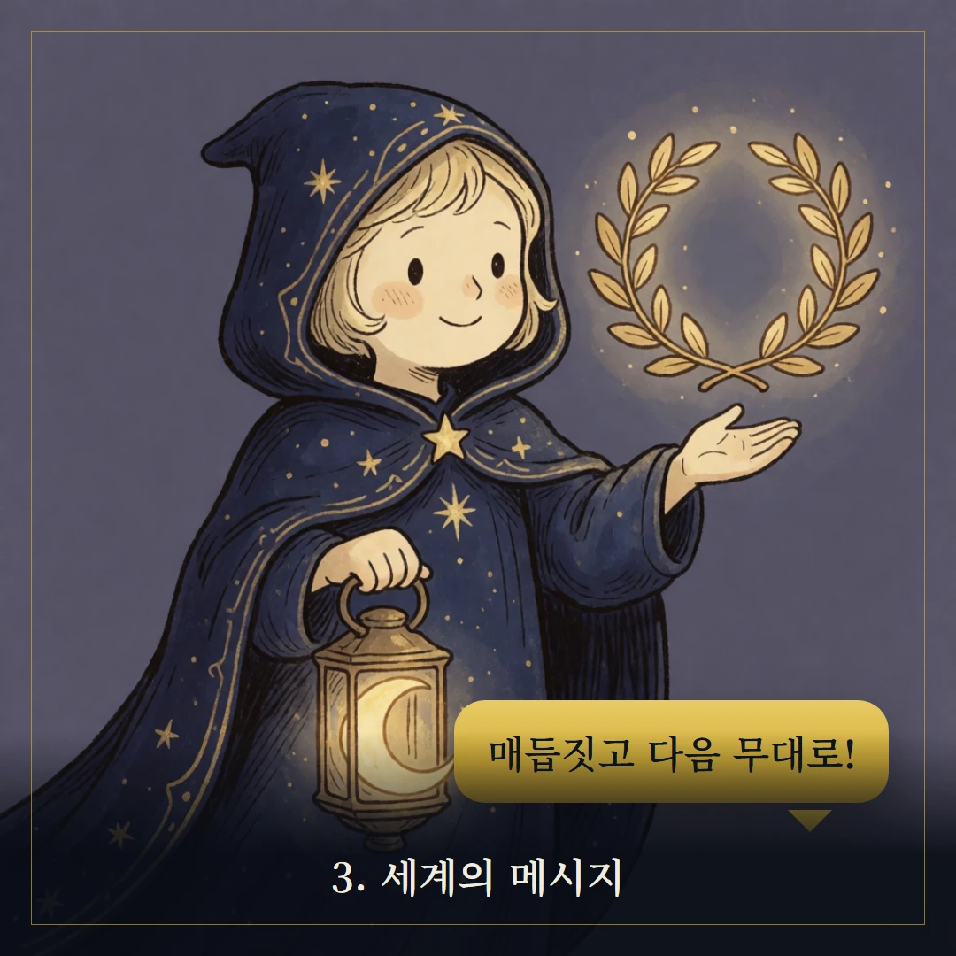 세계(The World) 웹툰 3컷 — 카드의 메시지