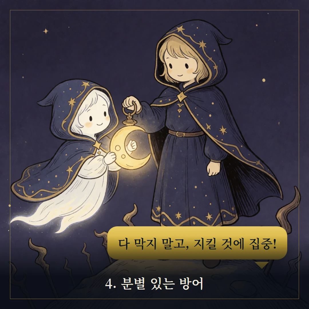 완드 7(Seven of Wands) 웹툰 4컷 — 조언